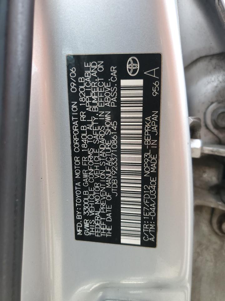 2007 Toyota Yaris VIN: JTDBT923371086145 Lot: 60858165
