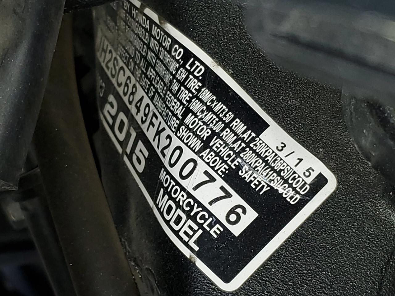 2015 Honda Gl1800 B VIN: JH2SC6849FK200776 Lot: 60063605