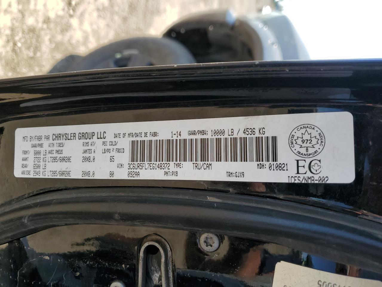 2014 Ram 2500 Laramie VIN: 3C6UR5FL7EG148372 Lot: 56137635