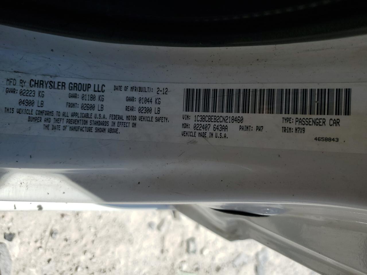 2012 Chrysler 200 Touring VIN: 1C3BCBEB2CN218460 Lot: 61911385
