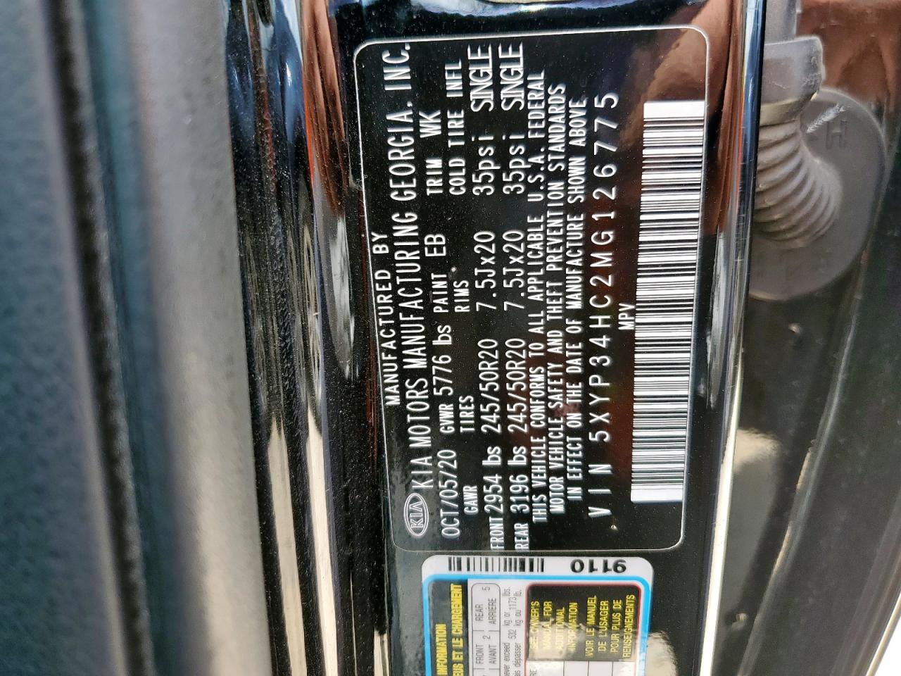 2021 Kia Telluride Ex VIN: 5XYP34HC2MG126775 Lot: 59444505