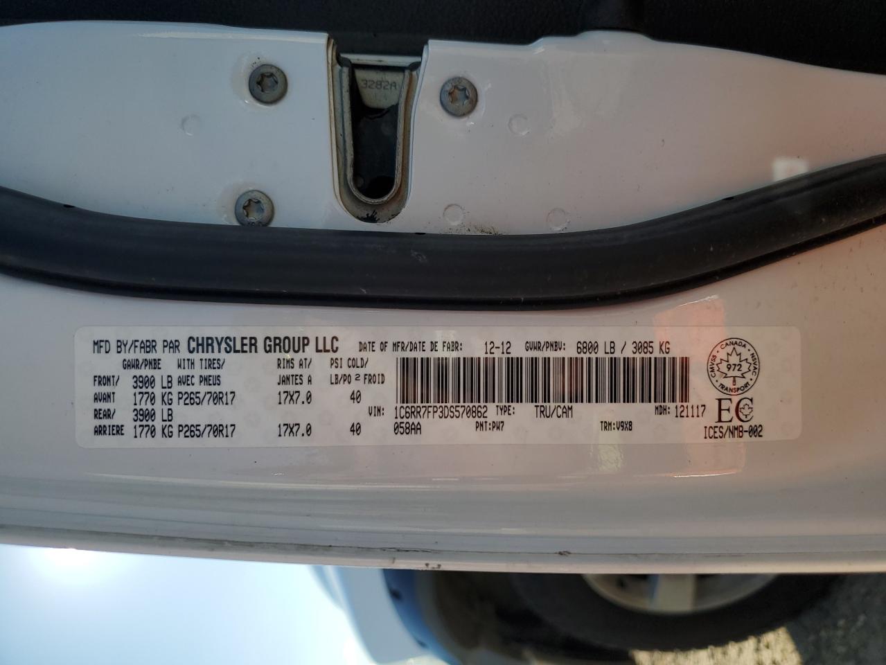 2013 Ram 1500 St VIN: 1C6RR7FP3DS570862 Lot: 62995515