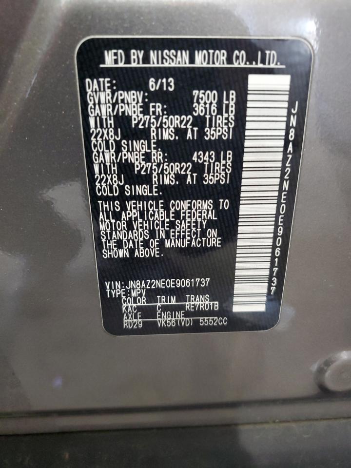 2014 Infiniti Qx80 VIN: JN8AZ2NE0E9061737 Lot: 61926565