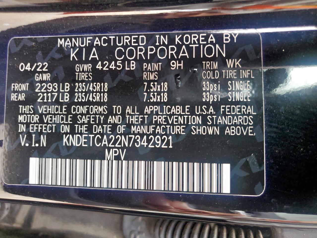 2022 Kia Seltos Sx VIN: KNDETCA22N7342921 Lot: 62531355