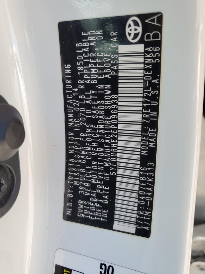 5YFBURHE2EP096938 2014 Toyota Corolla L