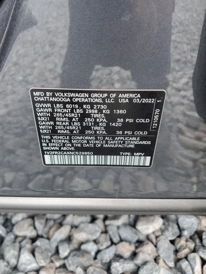 1v2fr2caxnc529850 1V2FR2CAXNC529850 2022 Volkswagen Atlas Sel Premium R-Line