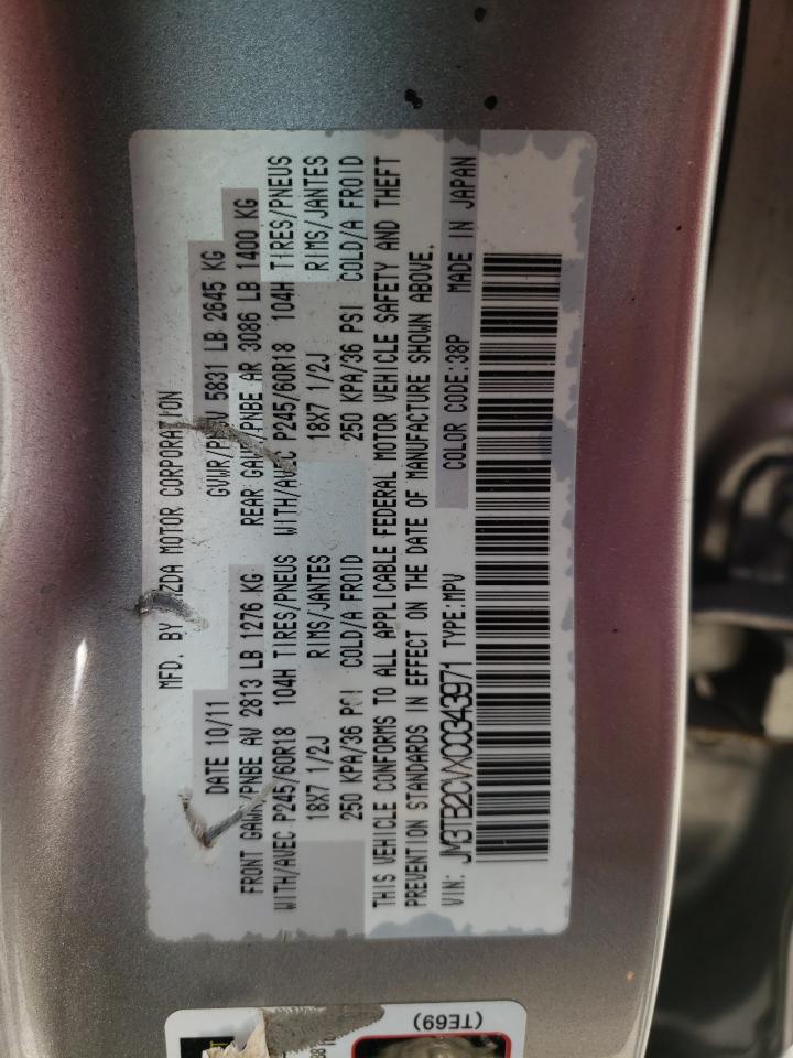 2012 Mazda Cx-9 VIN: JM3TB2CVXC0343971 Lot: 53983555