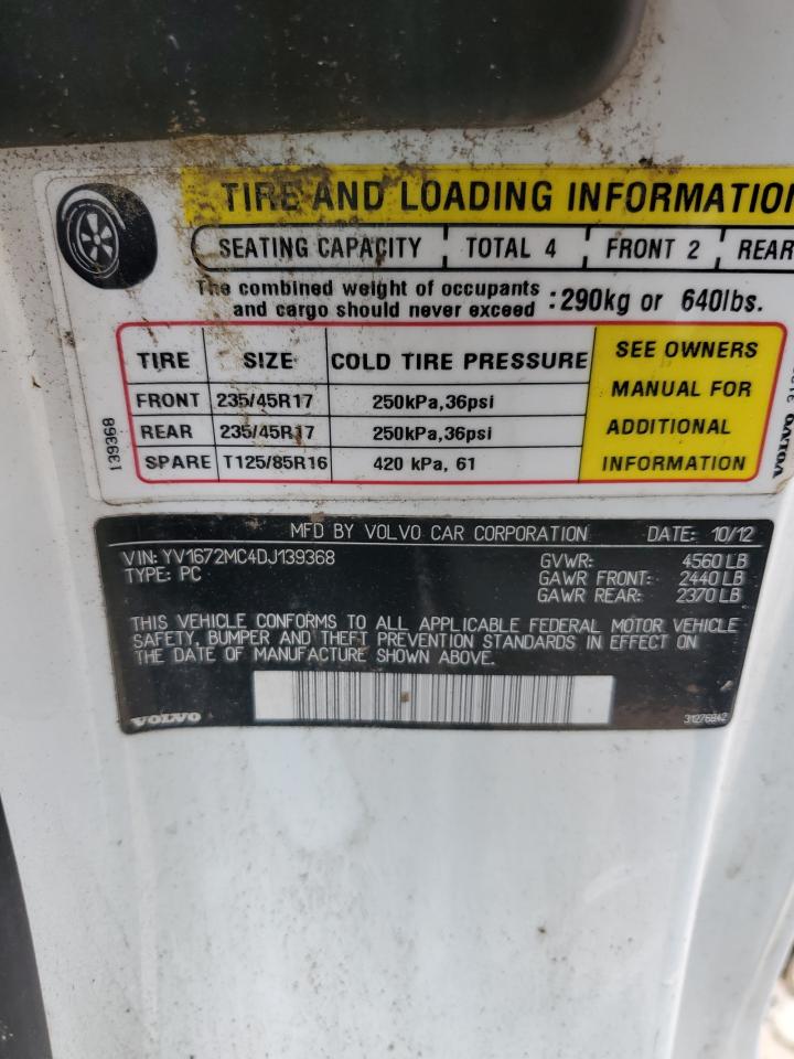 2013 Volvo C70 T5 VIN: YV1672MC4DJ139368 Lot: 62923505