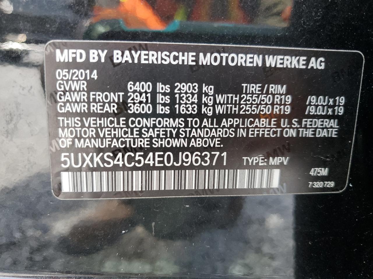 2014 BMW X5 xDrive35D VIN: 5UXKS4C54E0J96371 Lot: 62721865