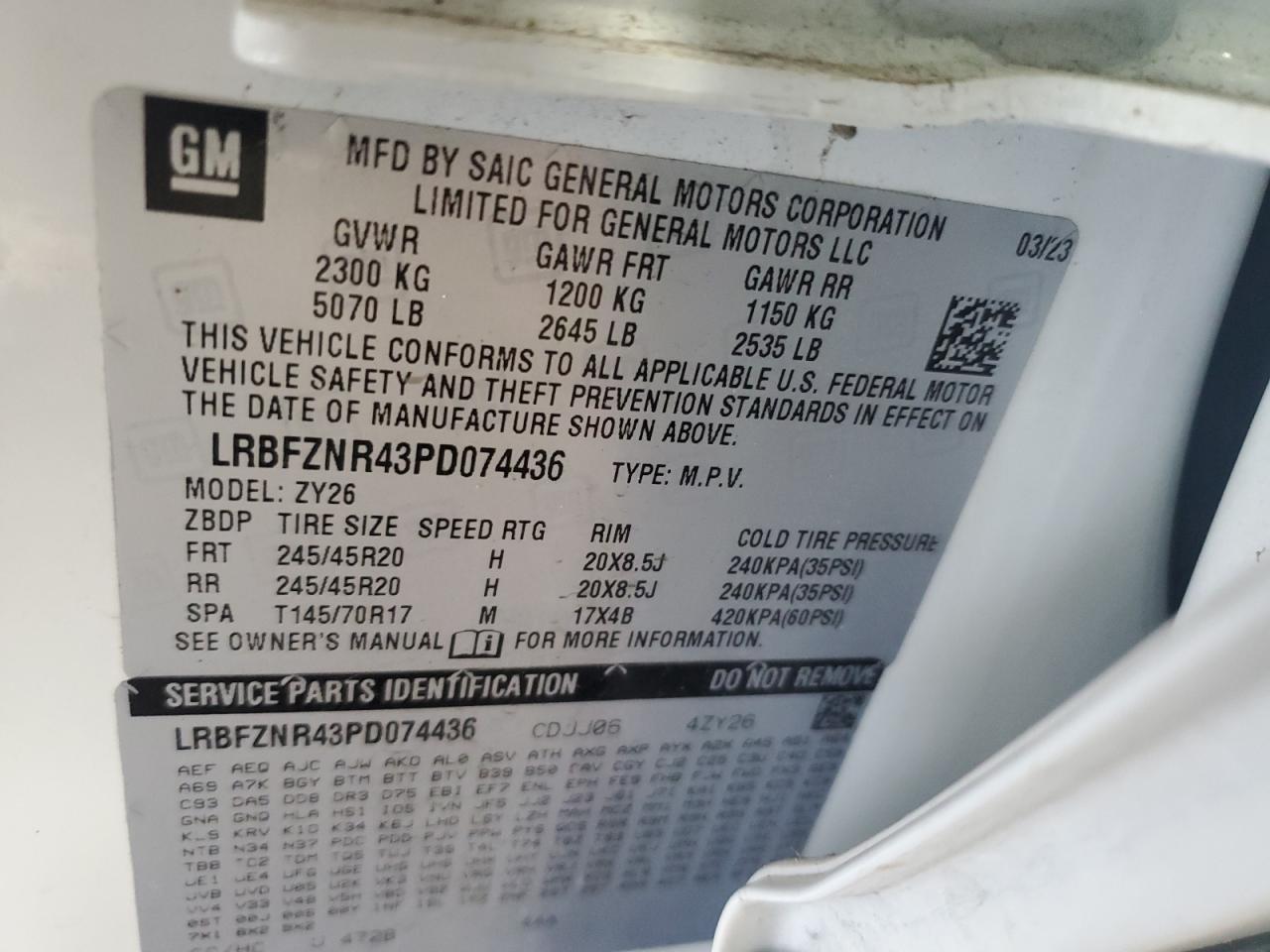 2023 Buick Envision Essence VIN: LRBFZNR43PD074436 Lot: 61140745