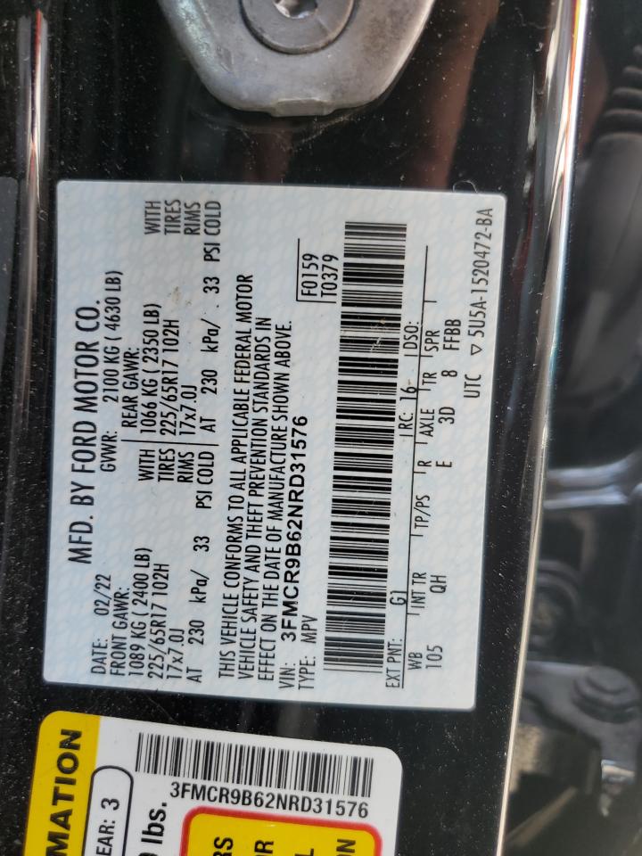 2022 Ford Bronco Sport Big Bend VIN: 3FMCR9B62NRD31576 Lot: 62883085