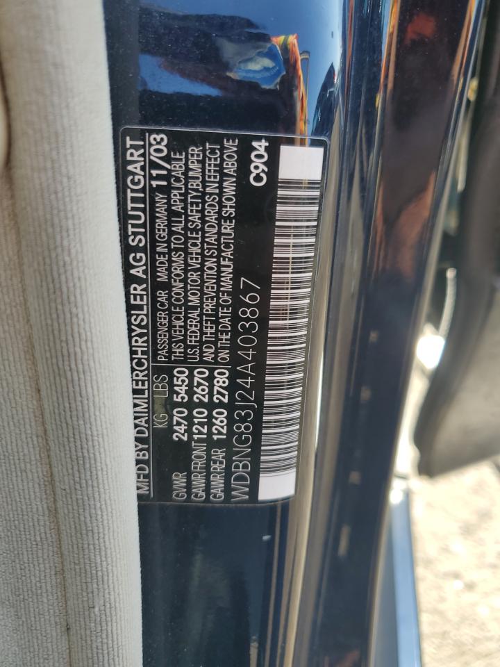 2004 Mercedes-Benz S 430 4Matic VIN: WDBNG83J24A403867 Lot: 62317885