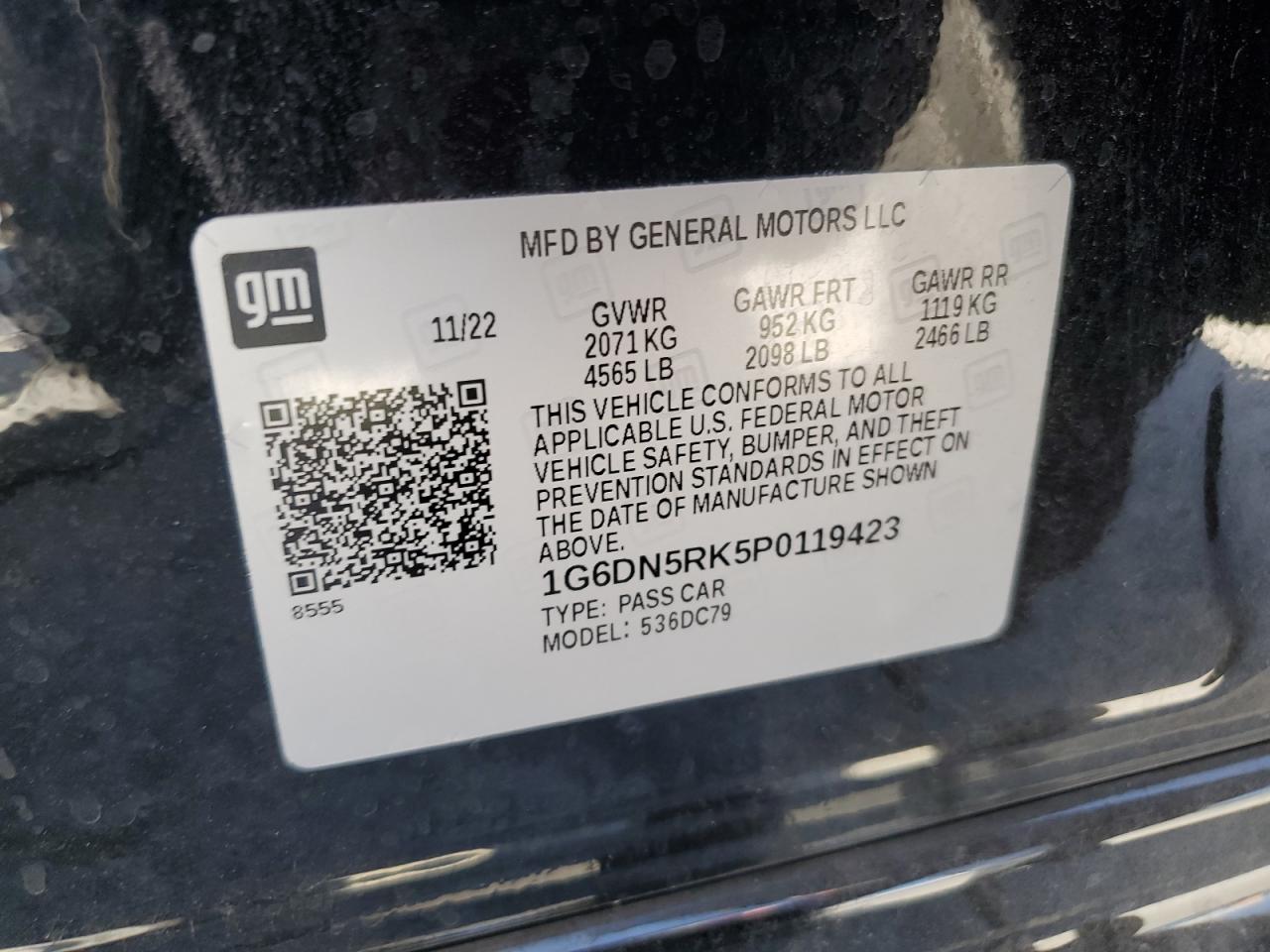 2023 Cadillac Ct5 Premium Luxury VIN: 1G6DN5RK5P0119423 Lot: 61199105