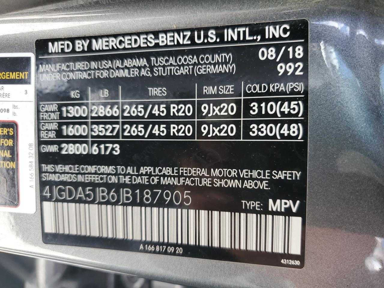 2018 Mercedes-Benz Gle 350 VIN: 4JGDA5JB6JB187905 Lot: 60968235