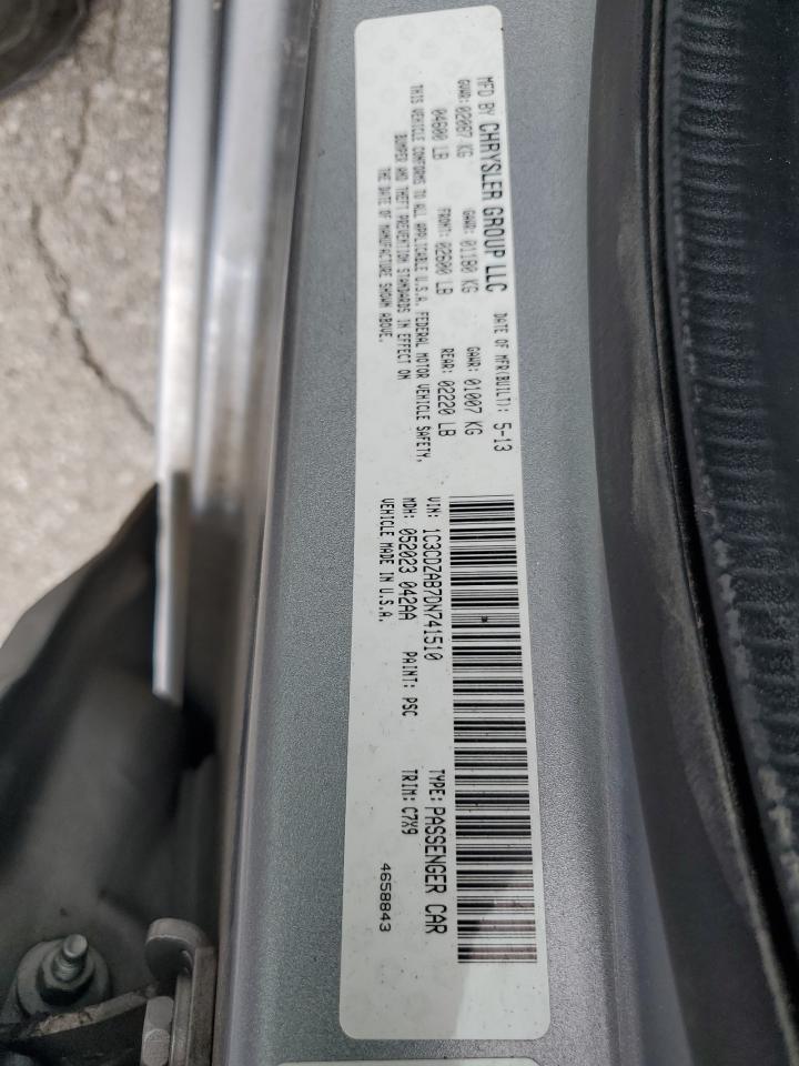 2013 Dodge Avenger Se VIN: 1C3CDZAB7DN741510 Lot: 61473545