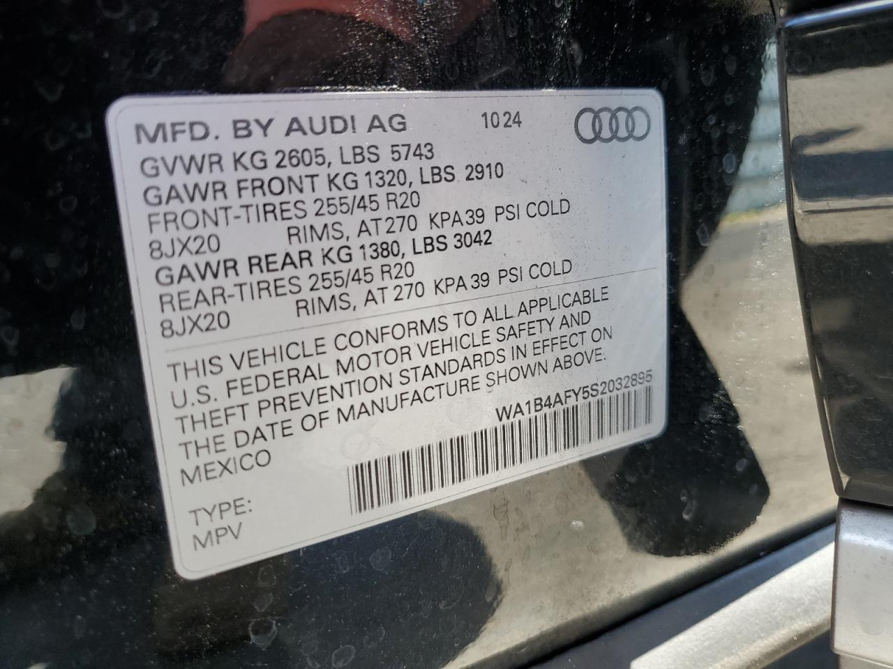2025 Audi Sq5 Premium Plus VIN: WA1B4AFY5S2032895 Lot: 62552805