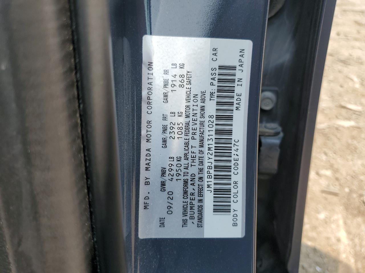 2021 Mazda 3 VIN: JM1BPBJY2M1311028 Lot: 59510865