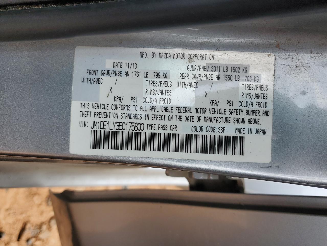 2014 Mazda Mazda2 Touring VIN: JM1DE1LY3E0175800 Lot: 60574215