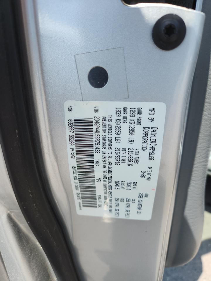 2006 Dodge Grand Caravan Sxt VIN: 2D4GP44L56R791438 Lot: 62234235