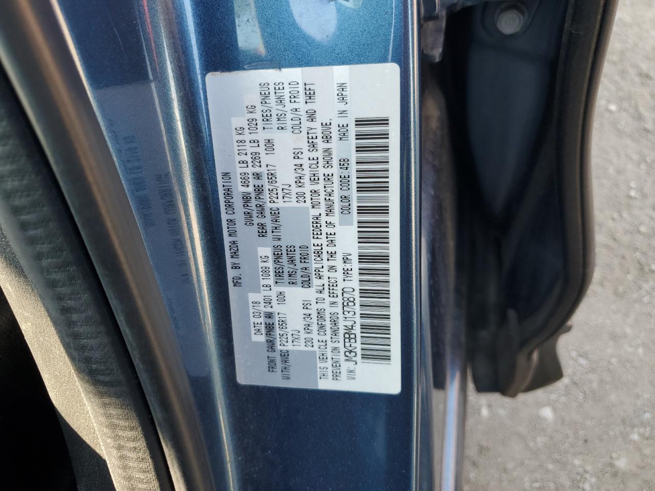 2018 Mazda Cx-5 Sport VIN: JM3KFBBM4J1376870 Lot: 60487795