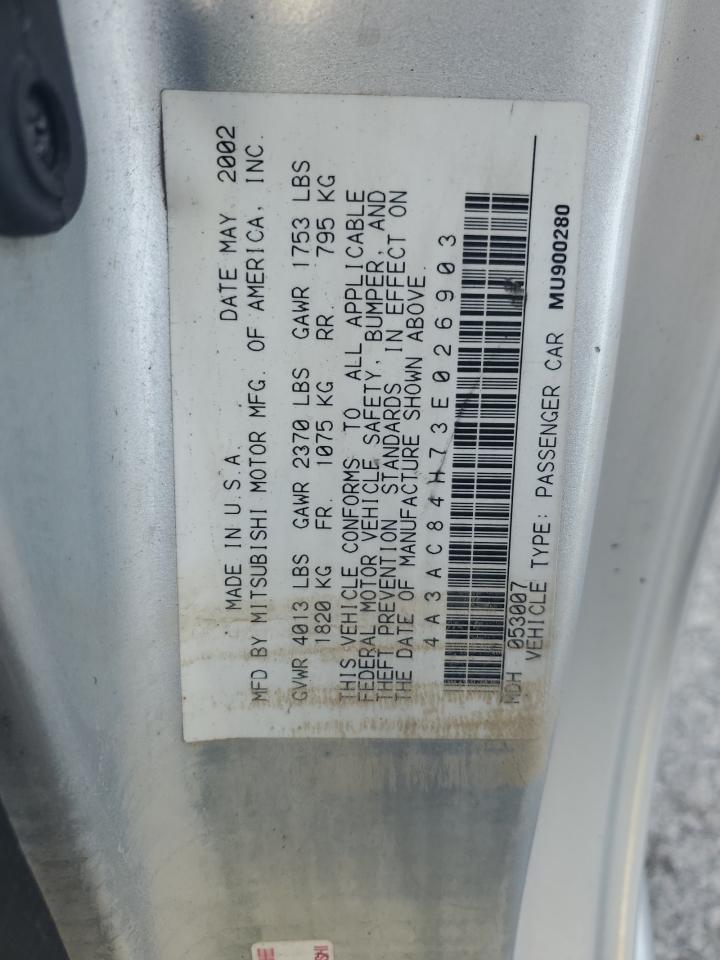 2003 Mitsubishi Eclipse Gt VIN: 4A3AC84H73E026903 Lot: 62073715