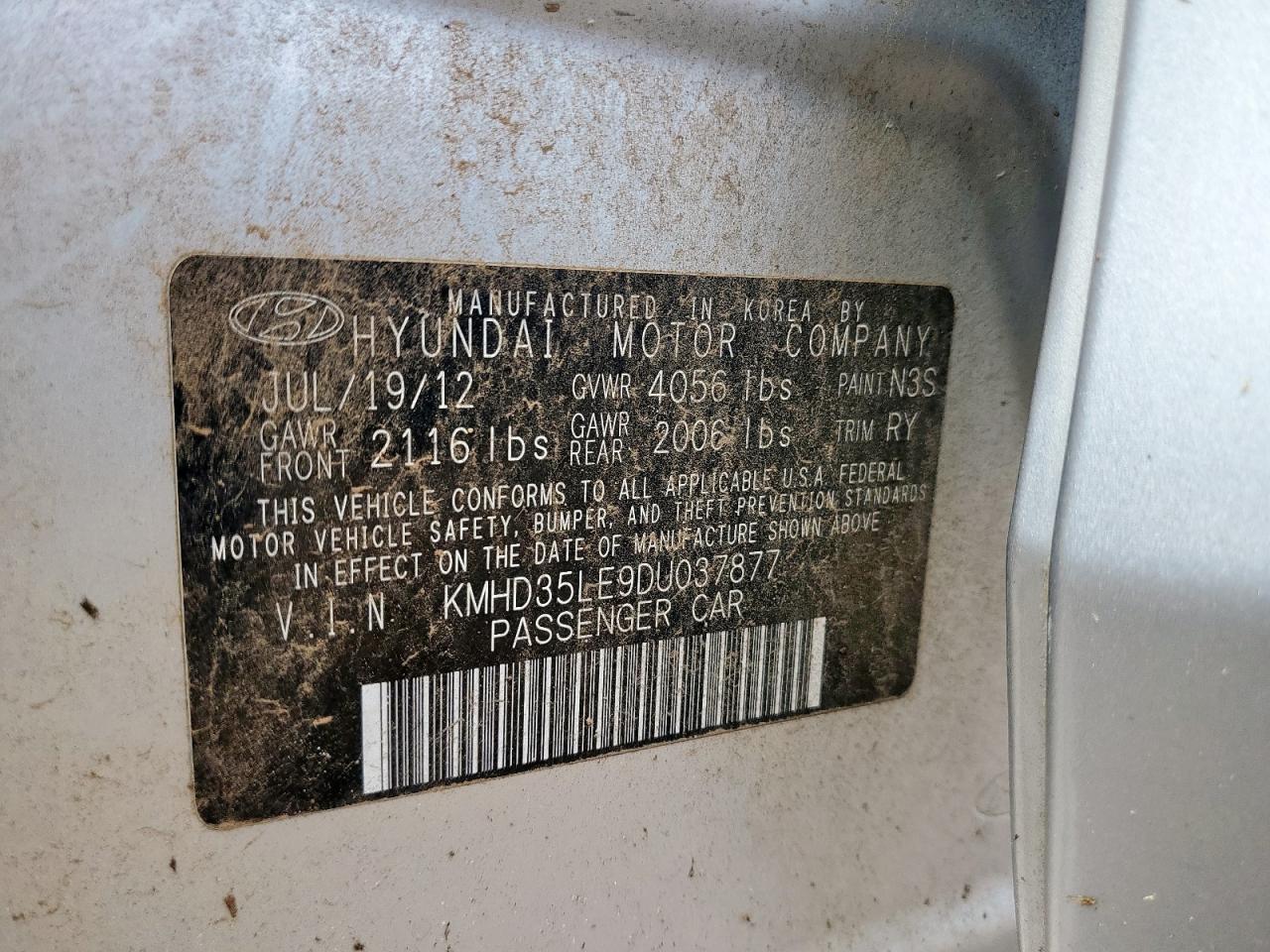 2013 Hyundai Elantra Gt VIN: KMHD35LE9DU037877 Lot: 62069045