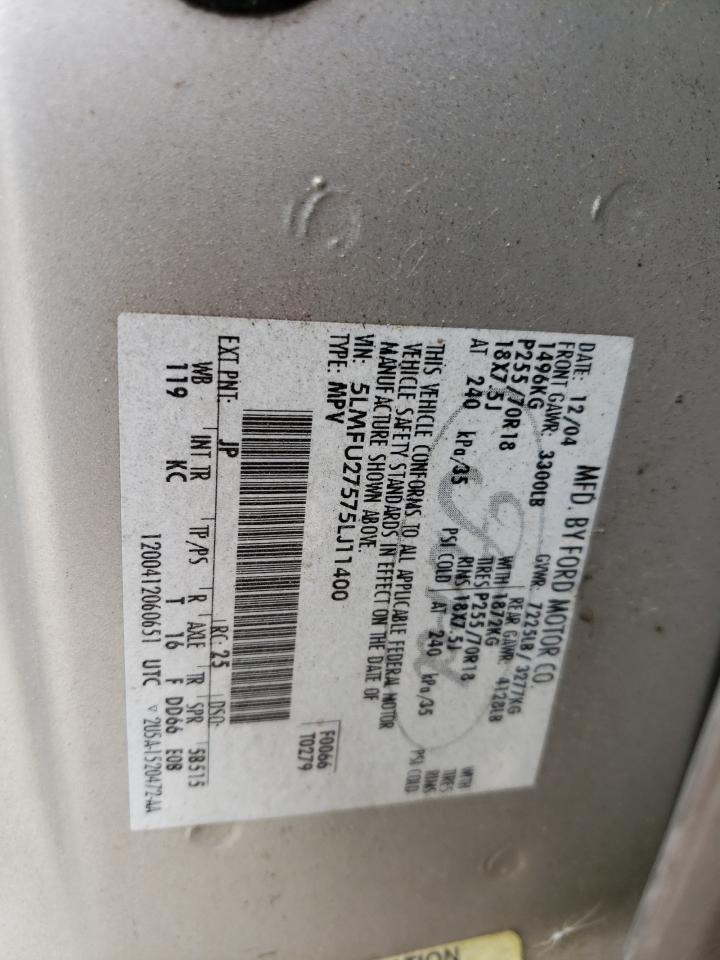 2005 Lincoln Navigator VIN: 5LMFU27575LJ11400 Lot: 59374775