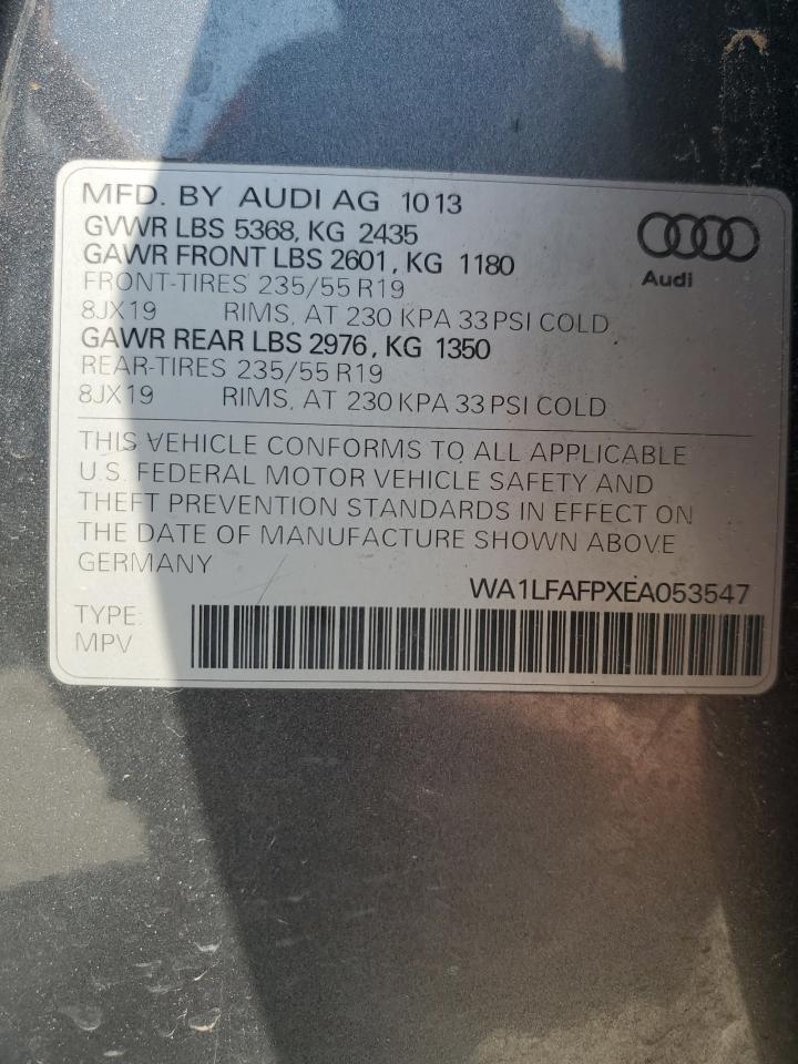 2014 Audi Q5 Premium Plus VIN: WA1LFAFPXEA053547 Lot: 59325255