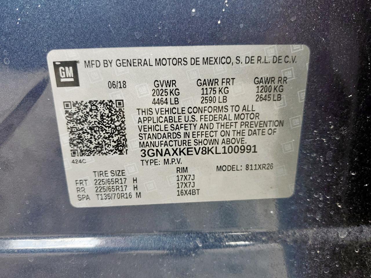 CHEVROLET EQUINOX 2019 VIN 3GNAXKEV8KL100991 фото 14