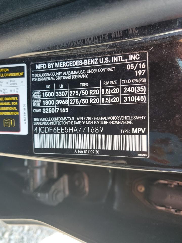 2017 Mercedes-Benz Gls 450 4Matic VIN: 4JGDF6EE5HA771689 Lot: 59039145