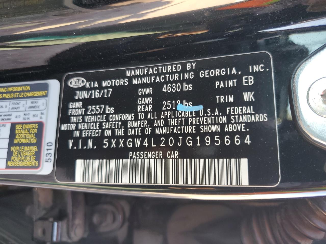 2018 Kia Optima Sx VIN: 5XXGW4L20JG195664 Lot: 62613965