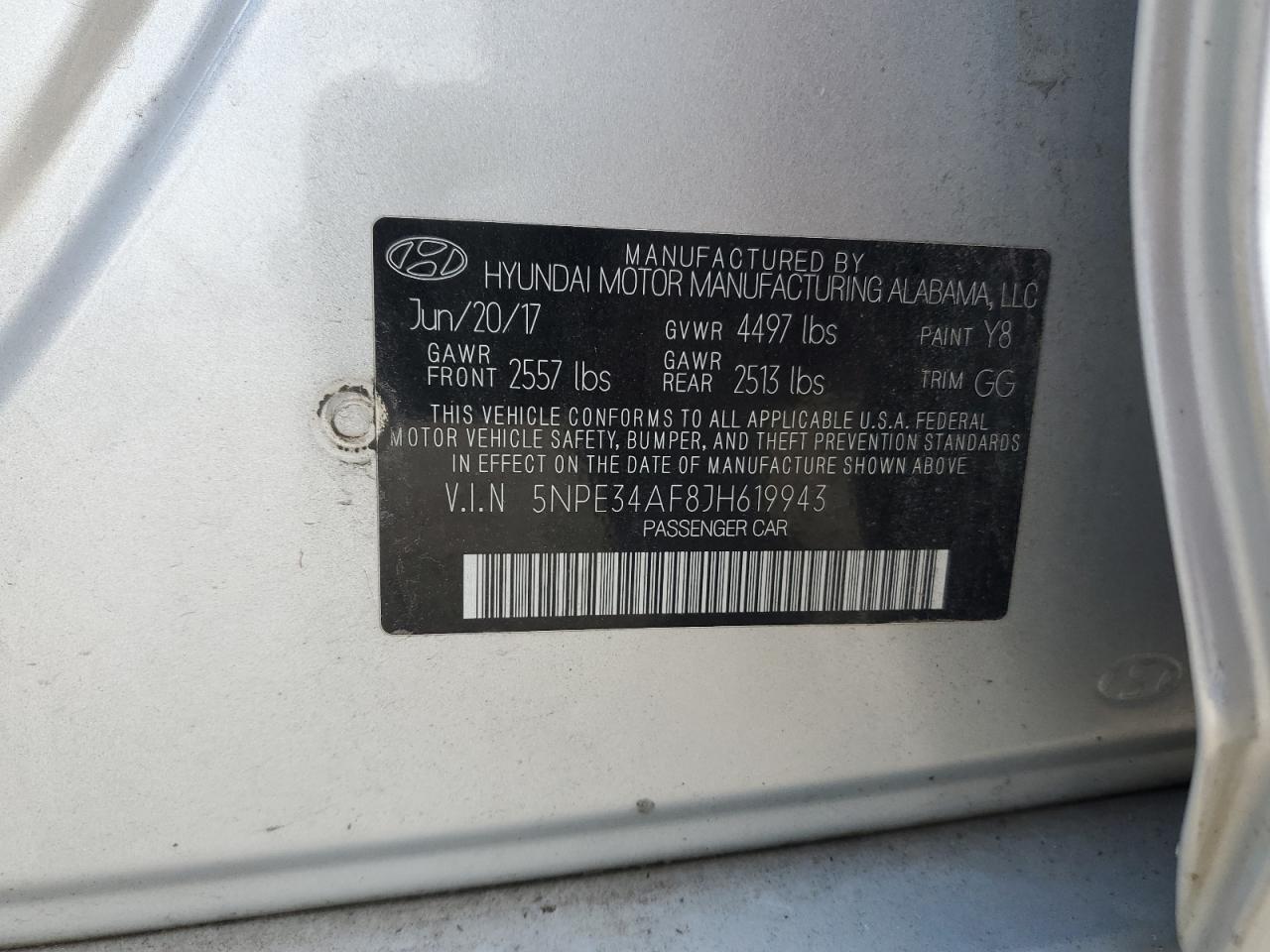 HYUNDAI SONATA 2018 VIN 5NPE34AF8JH619943 zdjęcie 12