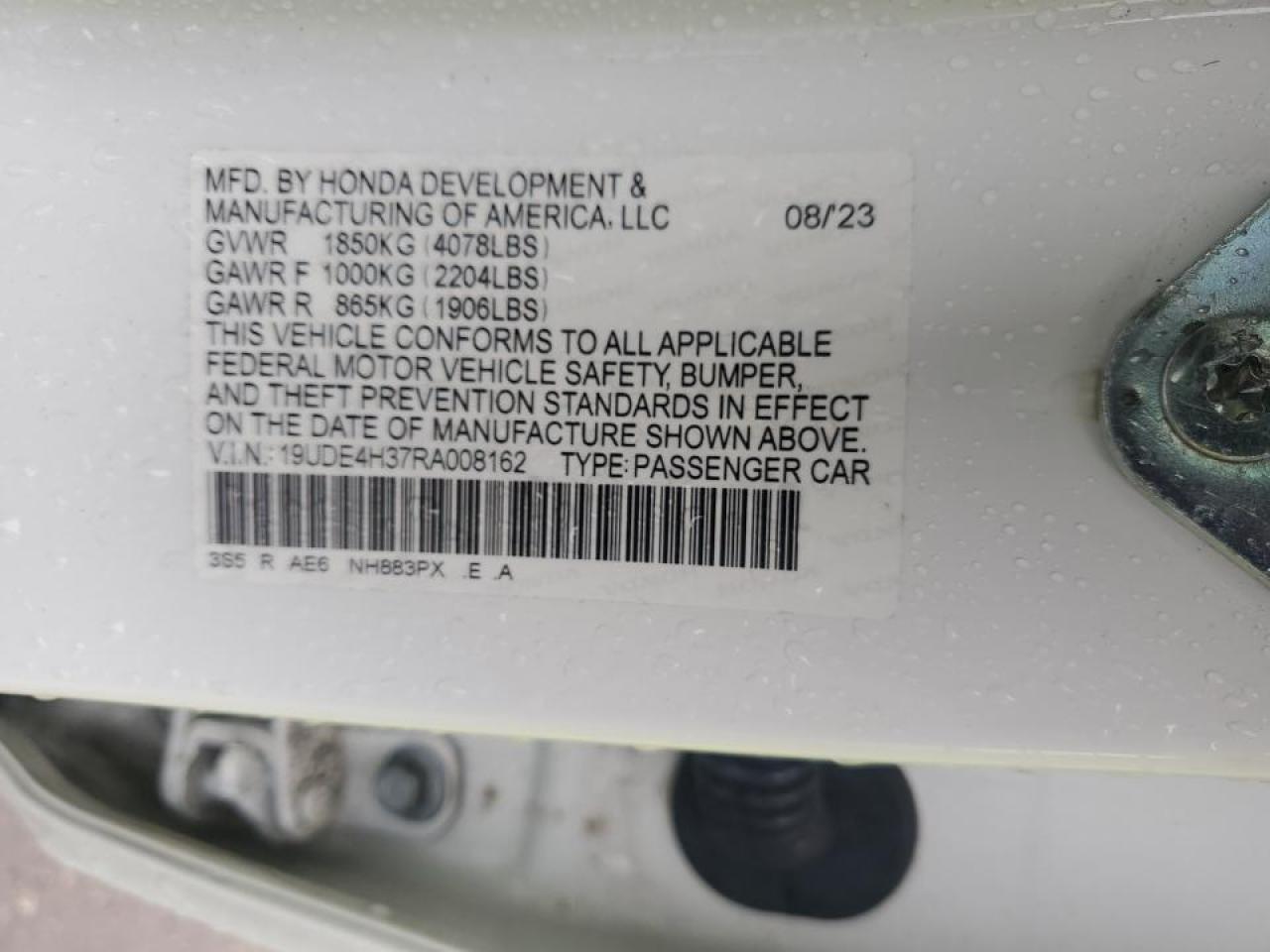 2024 Acura Integra A-Spec VIN: 19UDE4H37RA008162 Lot: 61381685