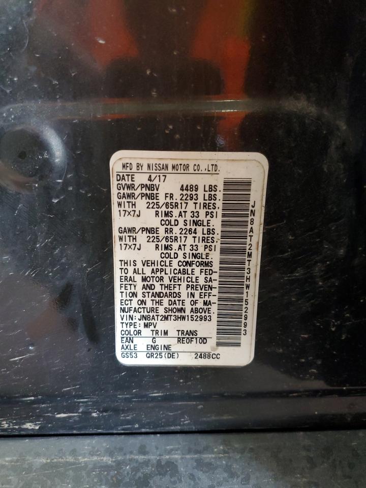 2017 Nissan Rogue S VIN: JN8AT2MT3HW152993 Lot: 61046435