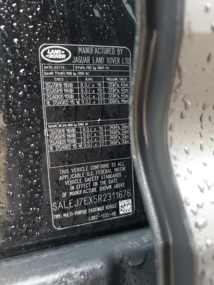 2024 Land Rover Defender 110 S VIN: SALEJ7EX5R2311676 Lot: 59365555