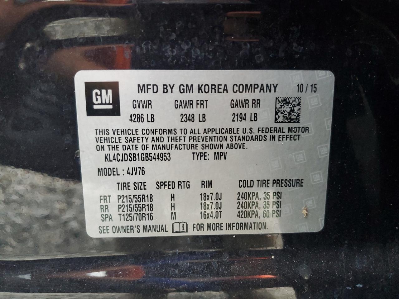 BUICK ENCORE 2016 VIN KL4CJDSB1GB544953 zdjęcie 13