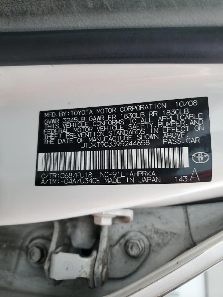 2009 Toyota Yaris VIN: JTDKT903395244658 Lot: 60554135