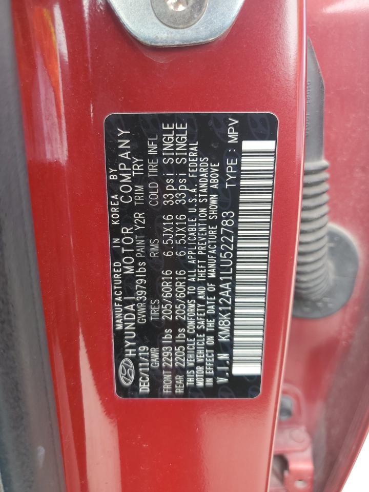 2020 Hyundai Kona Se VIN: KM8K12AA1LU522783 Lot: 62998235