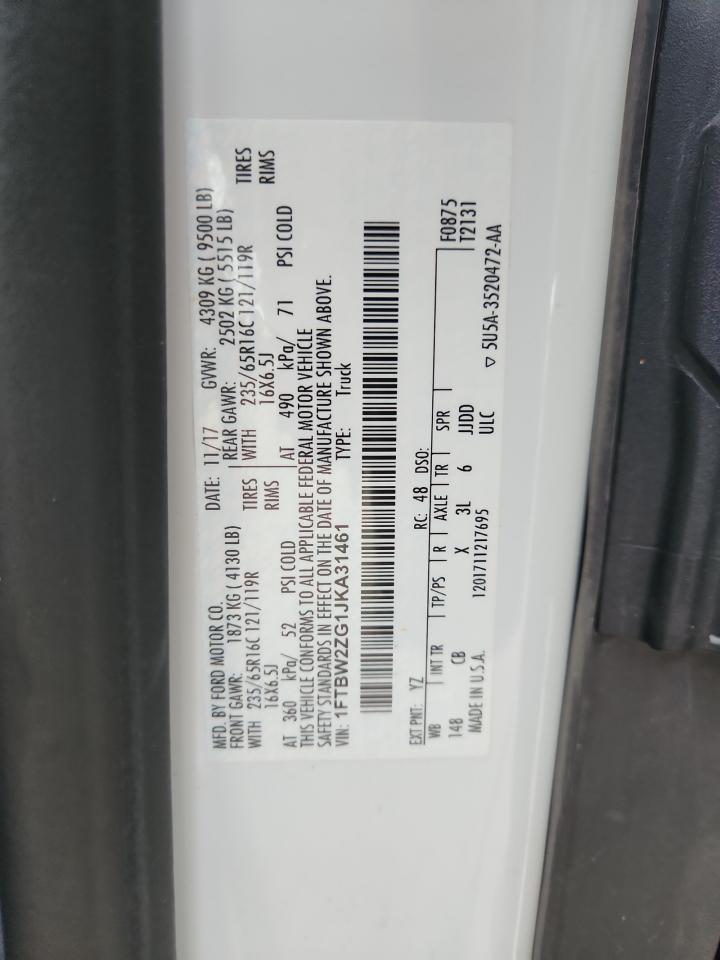 FORD TRANSIT 2018 VIN 1FTBW2ZG1JKA31461 zdjęcie 12