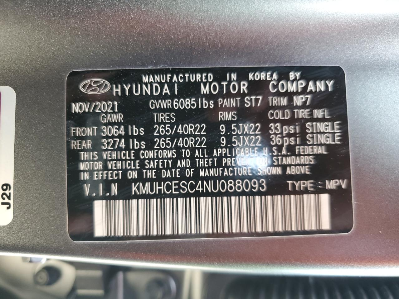 2022 Genesis Gv80 Base VIN: KMUHCESC4NU088093 Lot: 60457875