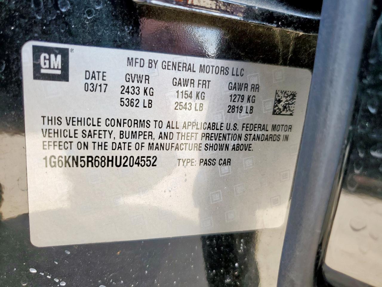 2017 Cadillac Ct6 Platinum VIN: 1G6KN5R68HU204552 Lot: 60438395