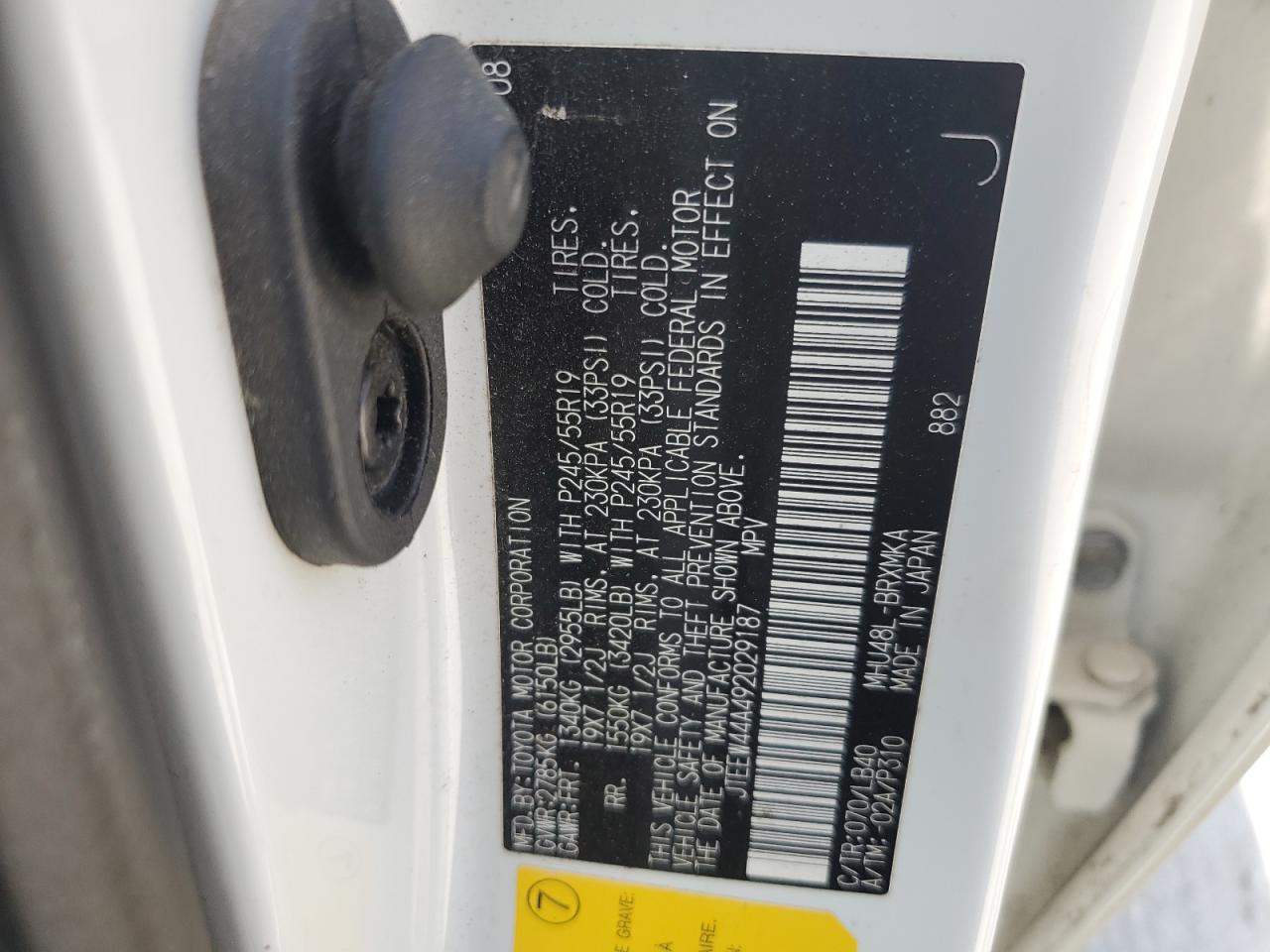 2009 Toyota Highlander Hybrid Limited VIN: JTEEW44A492029187 Lot: 61643665