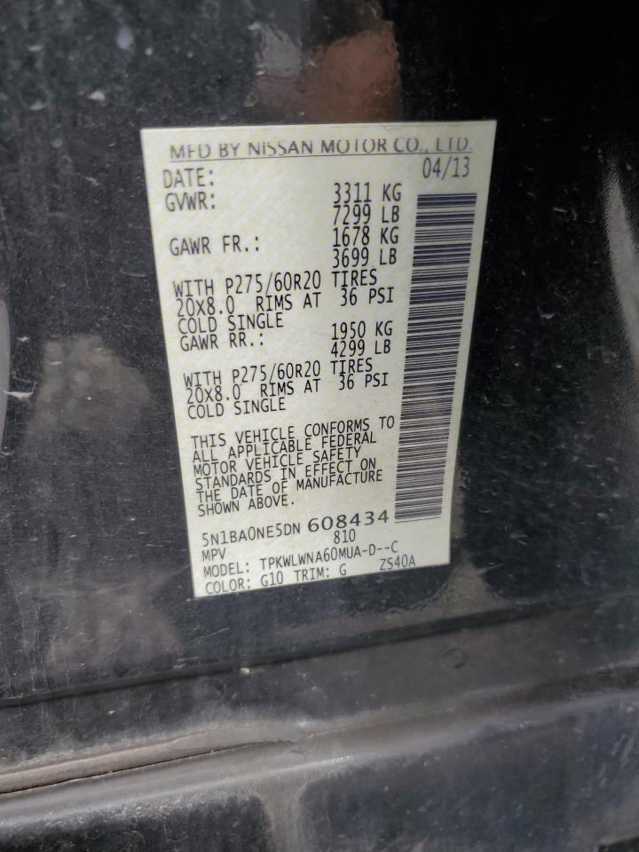 2013 Nissan Armada Platinum VIN: 5N1BA0NE5DN608434 Lot: 60554835