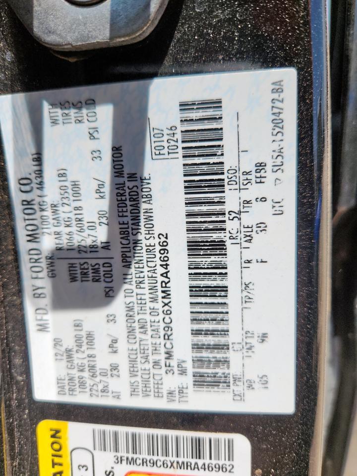 2021 Ford Bronco Sport Outer Banks VIN: 3FMCR9C6XMRA46962 Lot: 60619575