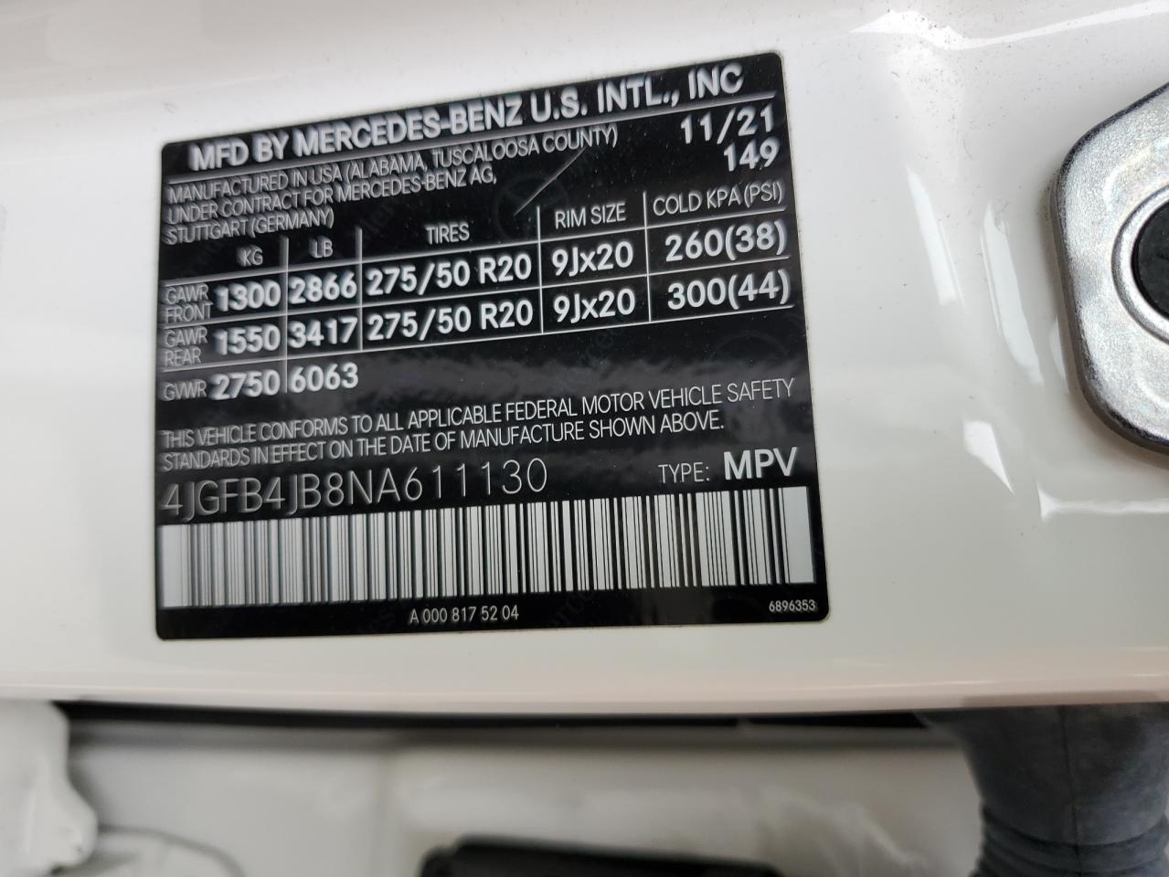 2022 Mercedes-Benz Gle 350 VIN: 4JGFB4JB8NA611130 Lot: 59917185