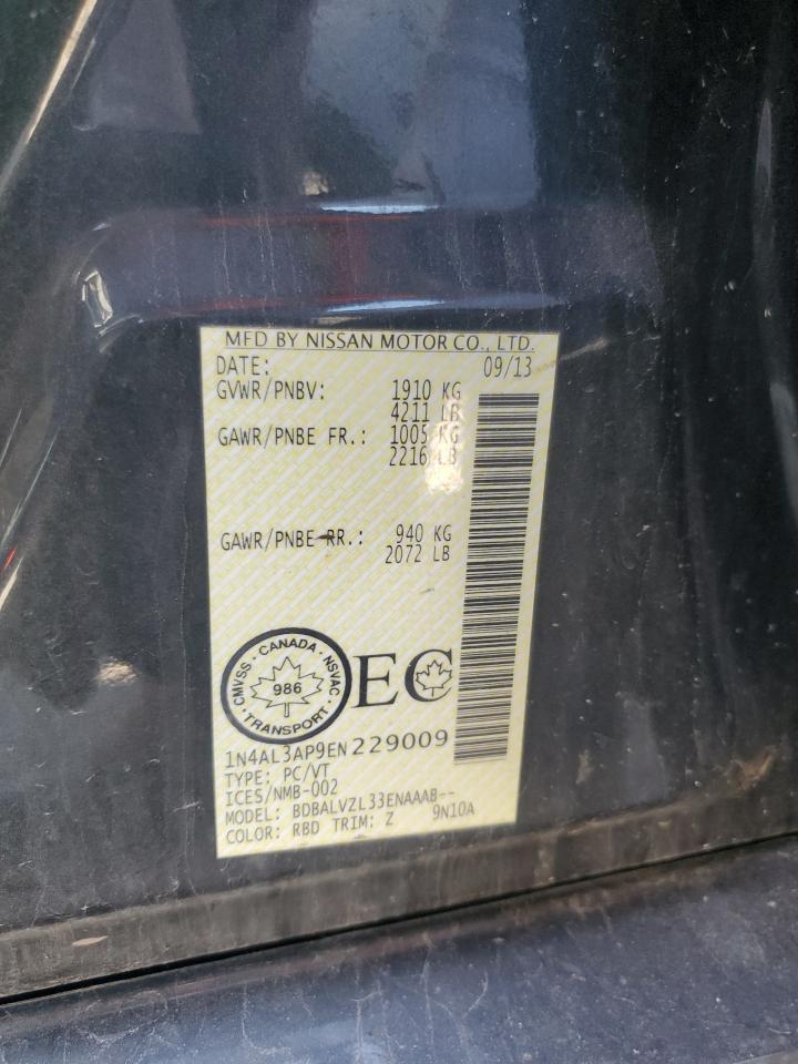 2014 Nissan Altima 2.5 VIN: 1N4AL3AP9EN229009 Lot: 62131935
