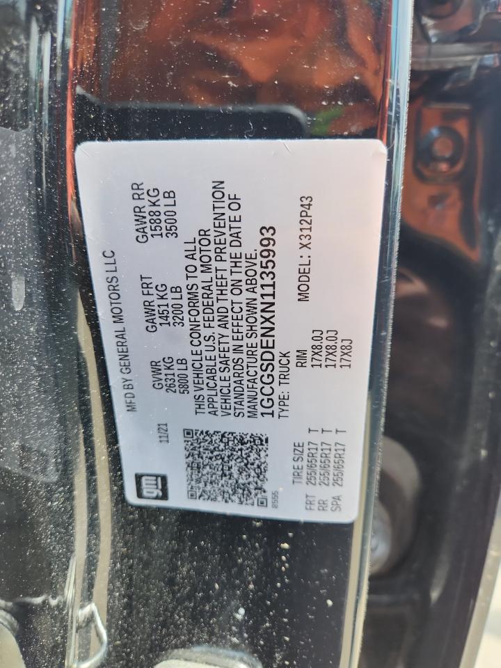 2022 Chevrolet Colorado Z71 VIN: 1GCGSDENXN1135993 Lot: 61075215