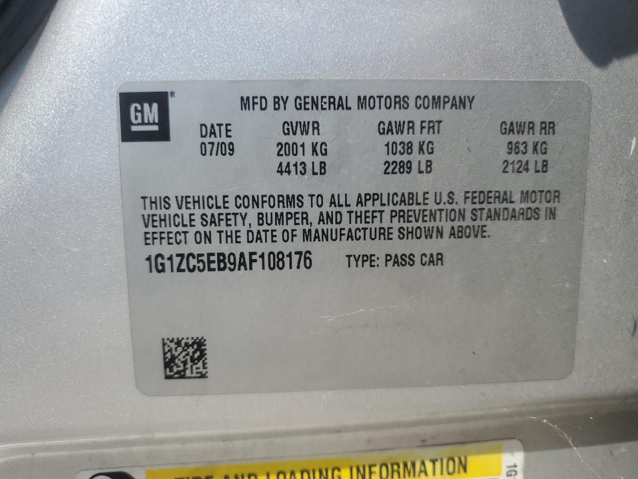 2010 Chevrolet Malibu 1Lt VIN: 1G1ZC5EB9AF108176 Lot: 62413055