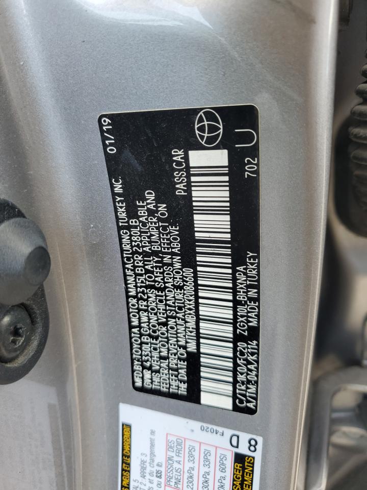 2019 Toyota C-Hr Xle VIN: NMTKHMBXXKR086600 Lot: 57219265