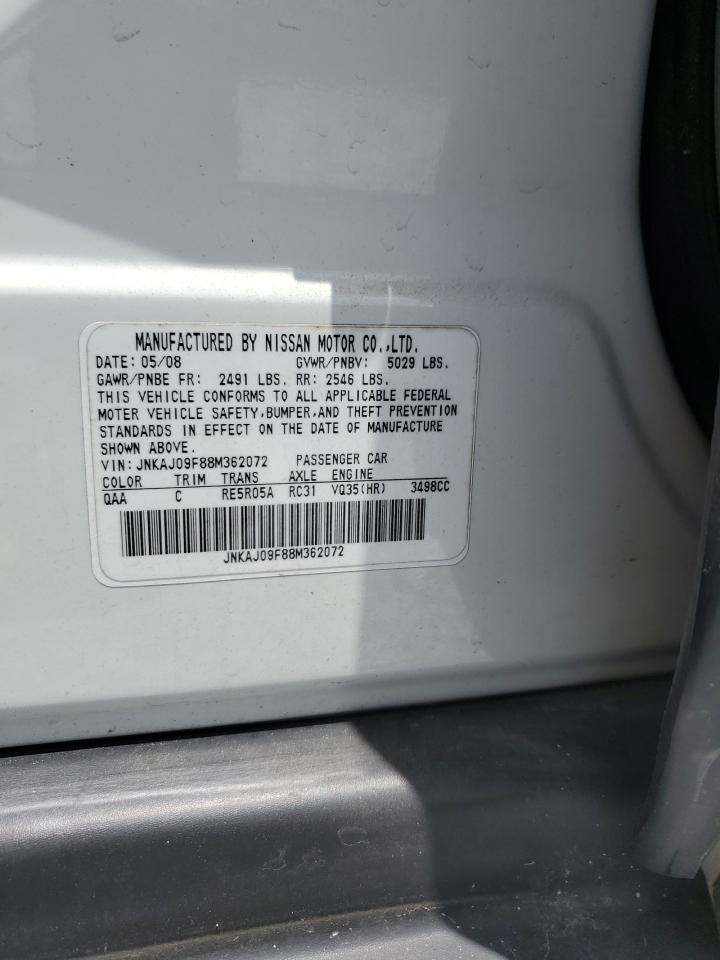2008 Infiniti Ex35 Base VIN: JNKAJ09F88M362072 Lot: 60982565